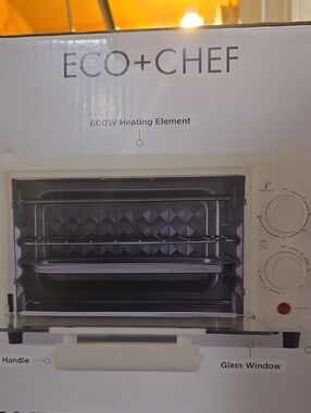 New Eco+Chef White Toaster Oven - Compact 600W Countertop Appliance
